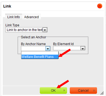 Anchor Insert Hot Text Select Link Dialog Name Field