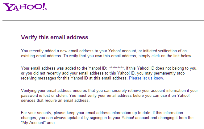 Send Mail As Yahoo Accounts Verification